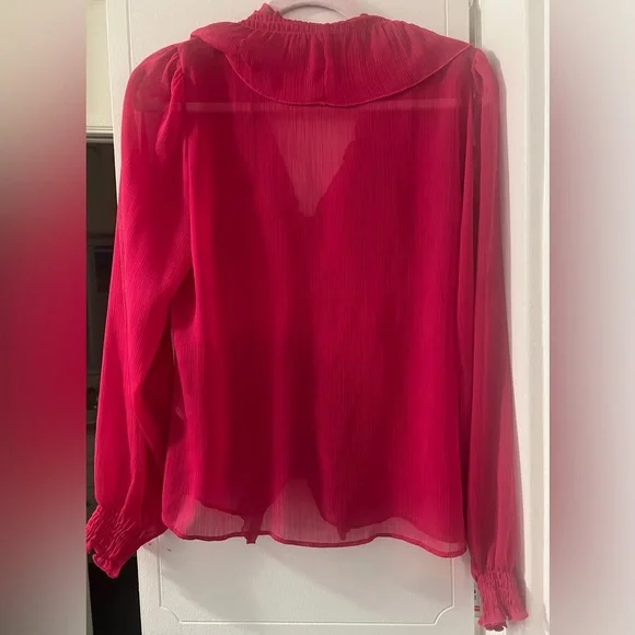 Zara Red Ruffled Tie Front Blouse NWOT - Picture 3 of 5